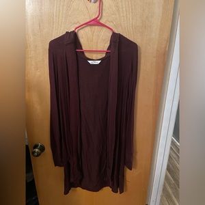 Burgundy long sleeve cardigan